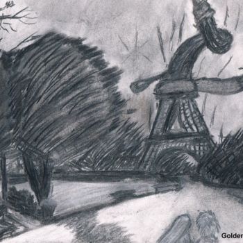 Disegno intitolato "Tour Eiffel" da Goldendream, Opera d'arte originale