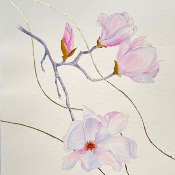 Painting titled ""The blossom of mag…" by Valeriia Kempi, Original Artwork, Watercolor