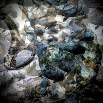 Arts numériques intitulée "Poseidon" par Golly Hertlein, Œuvre d'art originale, Collage numérique Monté sur Châssis en bois