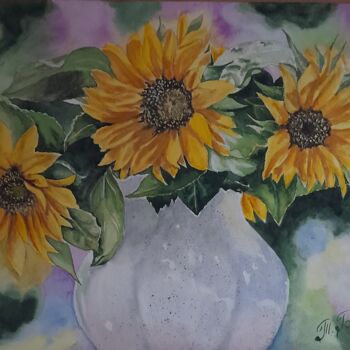 Картина под названием "" Солнечные цветы "" - Татьяна Головко, Подлинное произведение искусства, Акварель