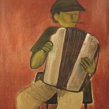 Painting titled "Accordionist" by Larisa Golubeva, Original Artwork