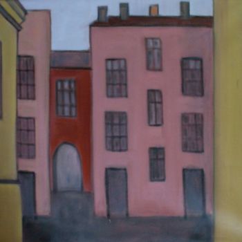 Painting titled "Courtyard" by Larisa Golubeva, Original Artwork, Oil