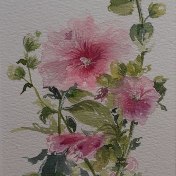 "Roses trémières" başlıklı Tablo Gomez Véronique tarafından, Orijinal sanat, Suluboya