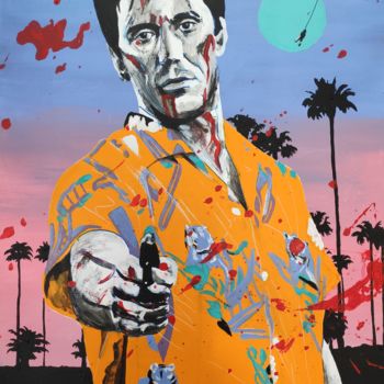 Painting titled "Scarface" by Jérôme Gomez, Original Artwork, Acrylic