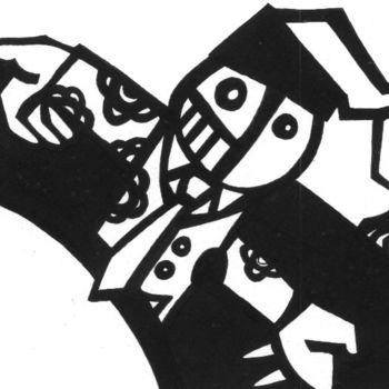 Desenho intitulada "Pega de caras" por Gonçalo Condeixa, Obras de arte originais