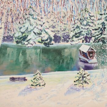 Malarstwo zatytułowany „Fabulous winter sil…” autorstwa Сергей Гонтаровский (Serhii Hontarovskyi), Oryginalna praca, Olej Za…