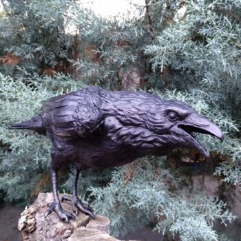 Sculpture titled "Armageddon,Crow 1" by Gonul Nuhoglu, Original Artwork, Bronze