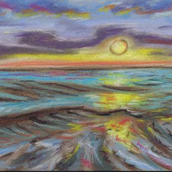 Dessin intitulée "Disturbing sunset" par Svetlana Gudilova, Œuvre d'art originale, Pastel