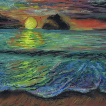 "Green waves at suns…" başlıklı Resim Svetlana Gudilova tarafından, Orijinal sanat, Pastel