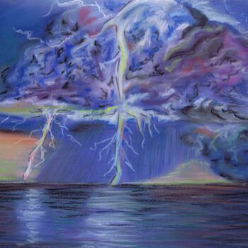 Tekening getiteld "Thunderstorm over t…" door Svetlana Gudilova, Origineel Kunstwerk, Pastel