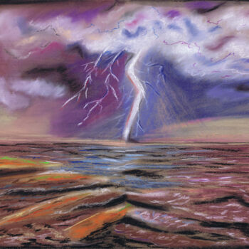 Dessin intitulée "God's wrath ..." par Svetlana Gudilova, Œuvre d'art originale, Pastel