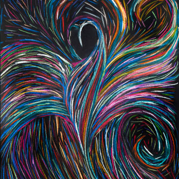 Dessin intitulée "Swan Princess" par Svetlana Gudilova, Œuvre d'art originale, Pastel