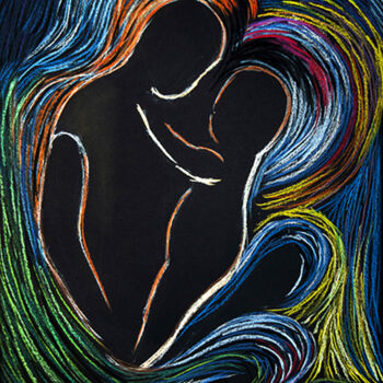 Disegno intitolato "On the knees" da Svetlana Gudilova, Opera d'arte originale, Pastello