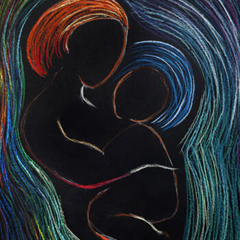 Pintura titulada "Strong hugs" por Svetlana Gudilova, Obra de arte original, Pastel