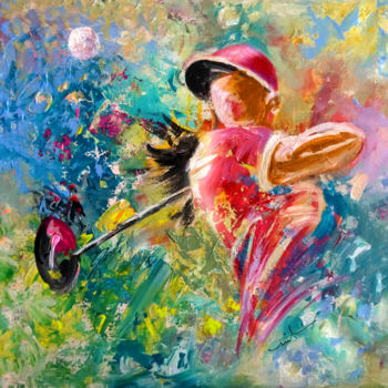Painting titled "Golf Fascination" by Miki De Goodaboom, Original Artwork, Acrylic