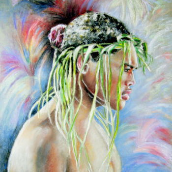 Pintura intitulada "Maori from Tahiti" por Miki De Goodaboom, Obras de arte originais, Óleo