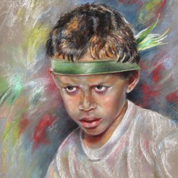 Schilderij getiteld "Young Maori from Ta…" door Miki De Goodaboom, Origineel Kunstwerk, Olie