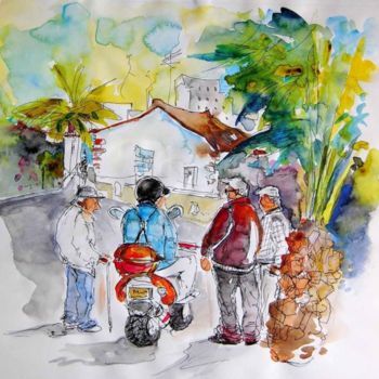 Painting titled "Men in Castro Marim" by Miki De Goodaboom, Original Artwork, Oil