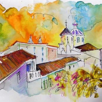 Painting titled "Houses in Castro Ma…" by Miki De Goodaboom, Original Artwork, Oil