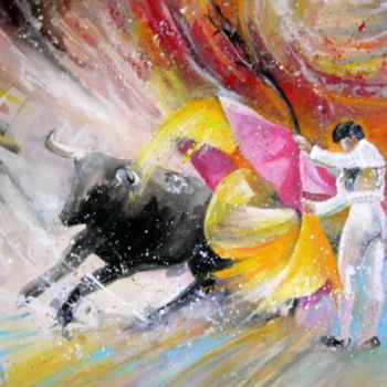 Картина под названием "Bullfight 2010 - 1" - Miki De Goodaboom, Подлинное произведение искусства, Масло