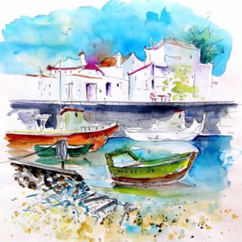 Ζωγραφική με τίτλο "Boats in Tavira" από Miki De Goodaboom, Αυθεντικά έργα τέχνης, Λάδι