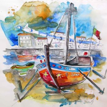 「Boats in Tavira」というタイトルの絵画 Miki De Goodaboomによって, オリジナルのアートワーク, オイル