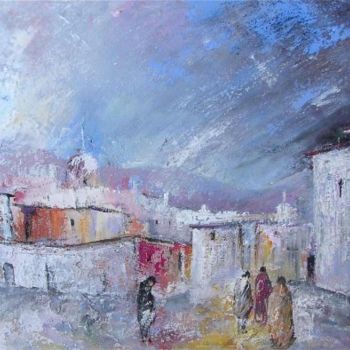 Pittura intitolato "Spanish Village" da Miki De Goodaboom, Opera d'arte originale, Olio