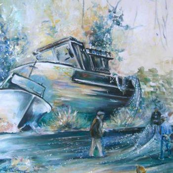 绘画 标题为“Fishermen in Villaj…” 由Miki De Goodaboom, 原创艺术品, 油