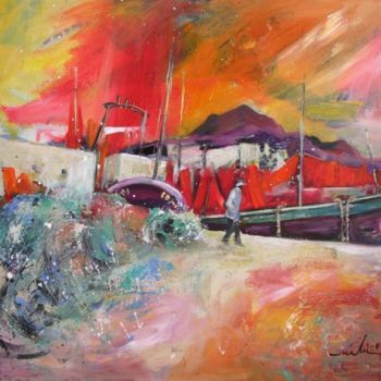 Malerei mit dem Titel "Altea Harbour" von Miki De Goodaboom, Original-Kunstwerk, Öl
