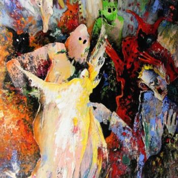 Pittura intitolato "The Uninvited Guest" da Miki De Goodaboom, Opera d'arte originale, Olio