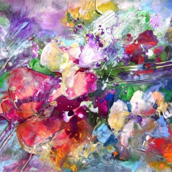 Картина под названием "Wild Flowers" - Miki De Goodaboom, Подлинное произведение искусства, Масло