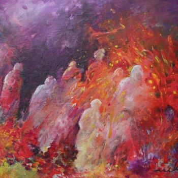 Malerei mit dem Titel "Souls in Hell" von Miki De Goodaboom, Original-Kunstwerk, Öl