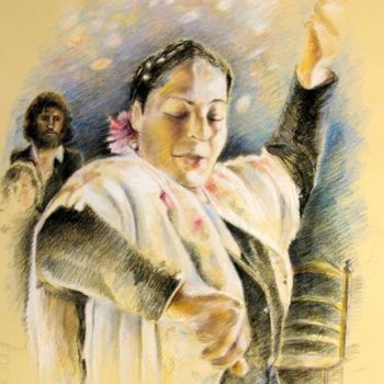 Pintura titulada "Flamenco Dancer" por Miki De Goodaboom, Obra de arte original, Oleo