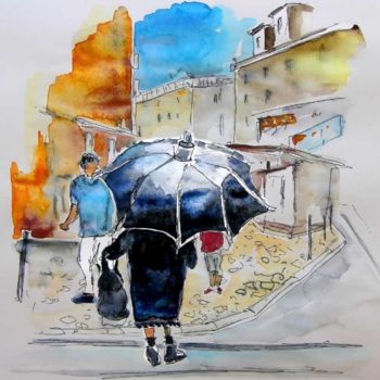 Ζωγραφική με τίτλο "Black Umbrella in L…" από Miki De Goodaboom, Αυθεντικά έργα τέχνης, Λάδι