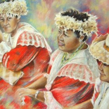 Ζωγραφική με τίτλο "Mamas de Polynesie" από Miki De Goodaboom, Αυθεντικά έργα τέχνης, Λάδι