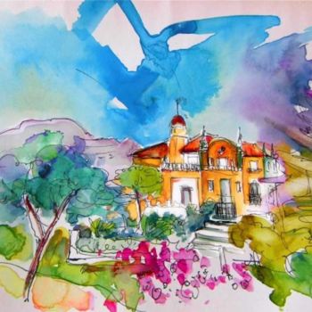 Pittura intitolato "Palace in Sintra" da Miki De Goodaboom, Opera d'arte originale, Olio