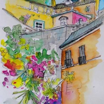 Painting titled "House in Sintra" by Miki De Goodaboom, Original Artwork, Oil