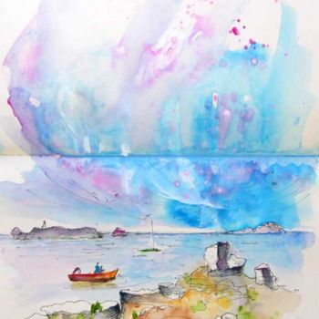 Malerei mit dem Titel "sea and Sky in Peni…" von Miki De Goodaboom, Original-Kunstwerk, Öl