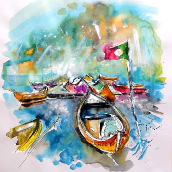 Painting titled "Boats in Torreira" by Miki De Goodaboom, Original Artwork, Oil