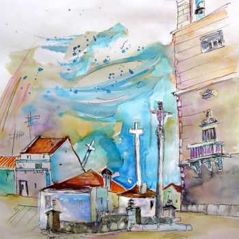 Malerei mit dem Titel "Houses in Vila do C…" von Miki De Goodaboom, Original-Kunstwerk, Öl