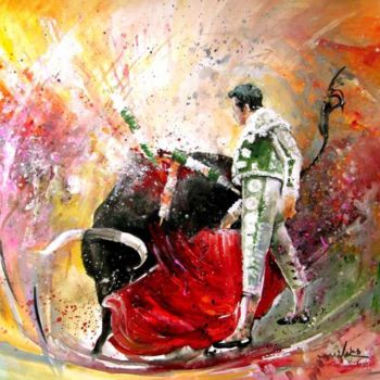Pintura intitulada "Bullfight 2010 - 12" por Miki De Goodaboom, Obras de arte originais, Óleo