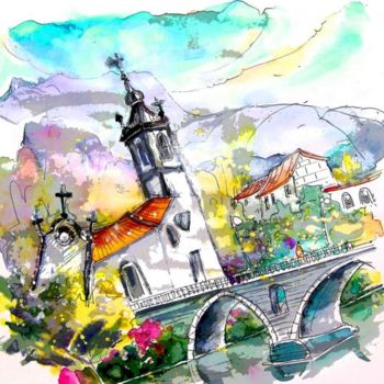 Картина под названием "Church in Ponte de…" - Miki De Goodaboom, Подлинное произведение искусства, Масло