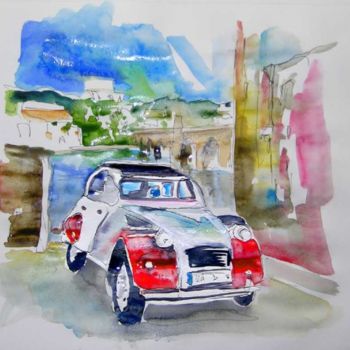 Malerei mit dem Titel "Car in Chavez" von Miki De Goodaboom, Original-Kunstwerk, Öl