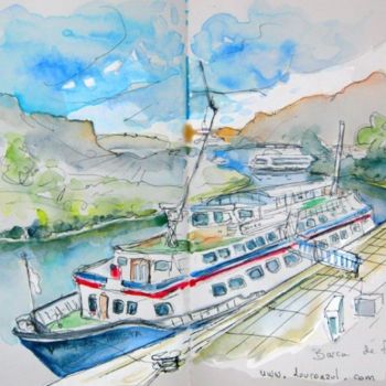 Картина под названием "Ferry in Barca de A…" - Miki De Goodaboom, Подлинное произведение искусства, Масло