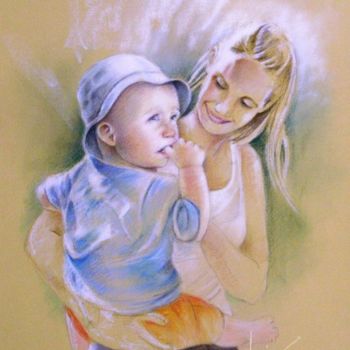 Malerei mit dem Titel "Mother and Son" von Miki De Goodaboom, Original-Kunstwerk, Öl