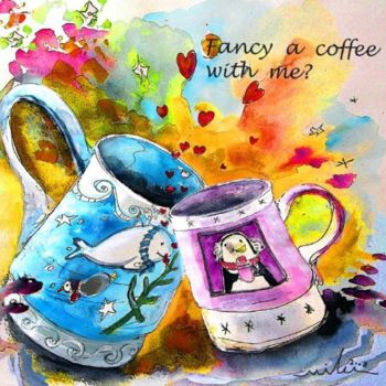 Картина под названием "Fancy a Coffee" - Miki De Goodaboom, Подлинное произведение искусства, Масло