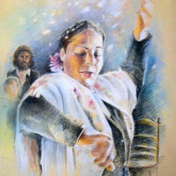Pittura intitolato "Flamenco Dancer" da Miki De Goodaboom, Opera d'arte originale, Olio