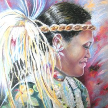 Painting titled "Young Polynesia Mama" by Miki De Goodaboom, Original Artwork, Oil