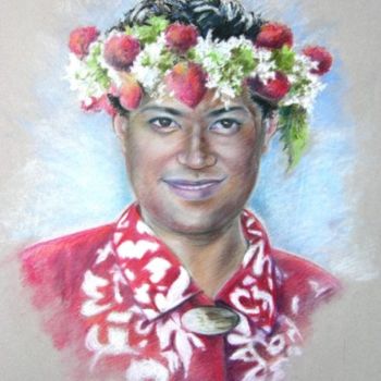 Painting titled "Man from Papeete in…" by Miki De Goodaboom, Original Artwork, Oil