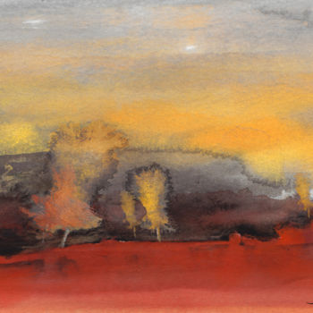 Painting titled "Sunset 23" by Miki De Goodaboom, Original Artwork, Gouache